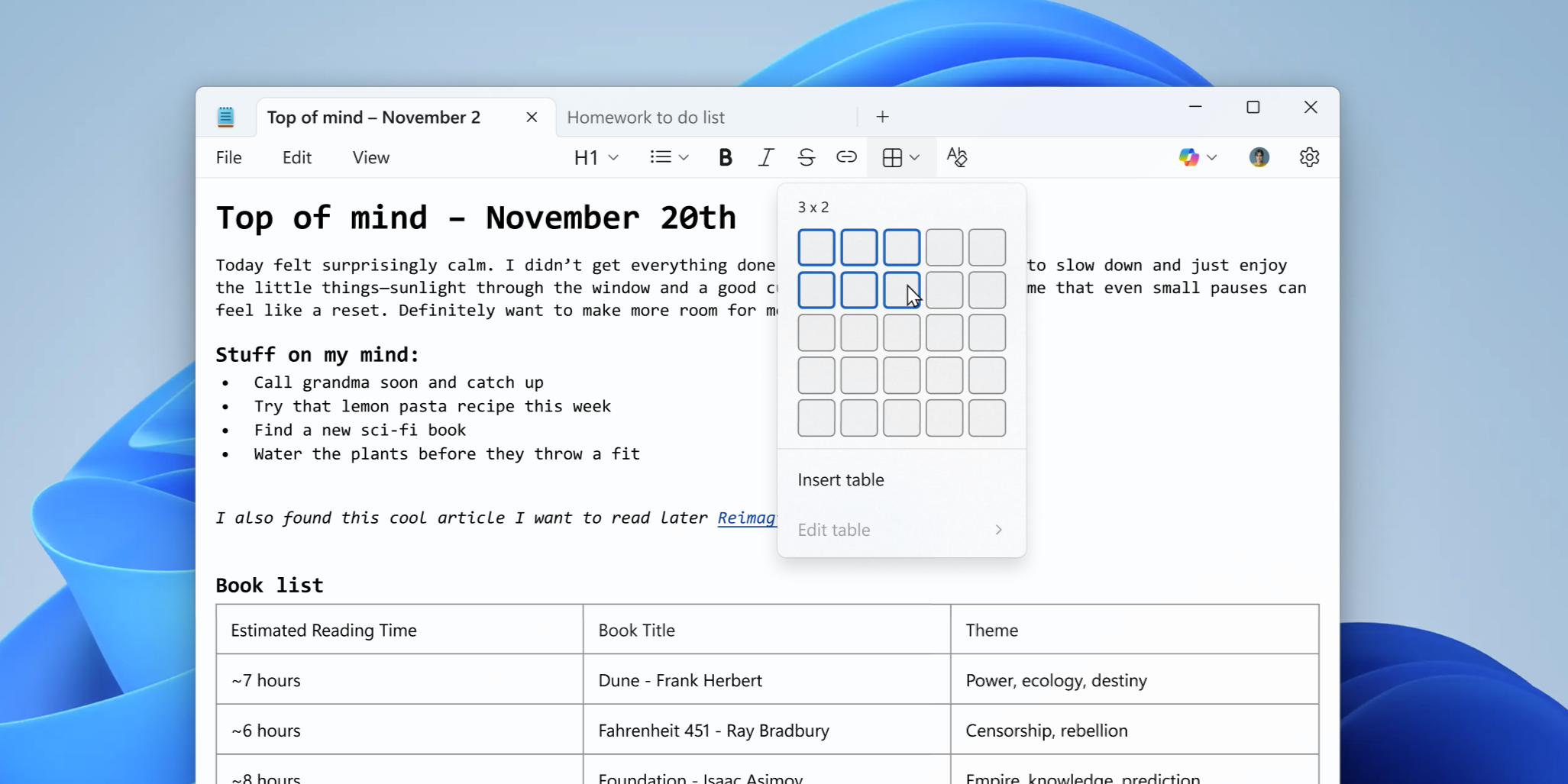 таблицы в блокноте